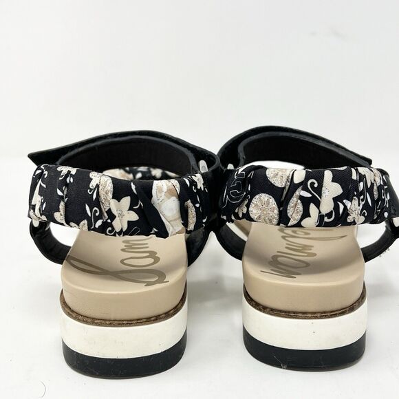 Sam Edelman Ashie Floral Fabric Leather Slingback Wedge Sandals US 9.5 - Picture 6 of 9